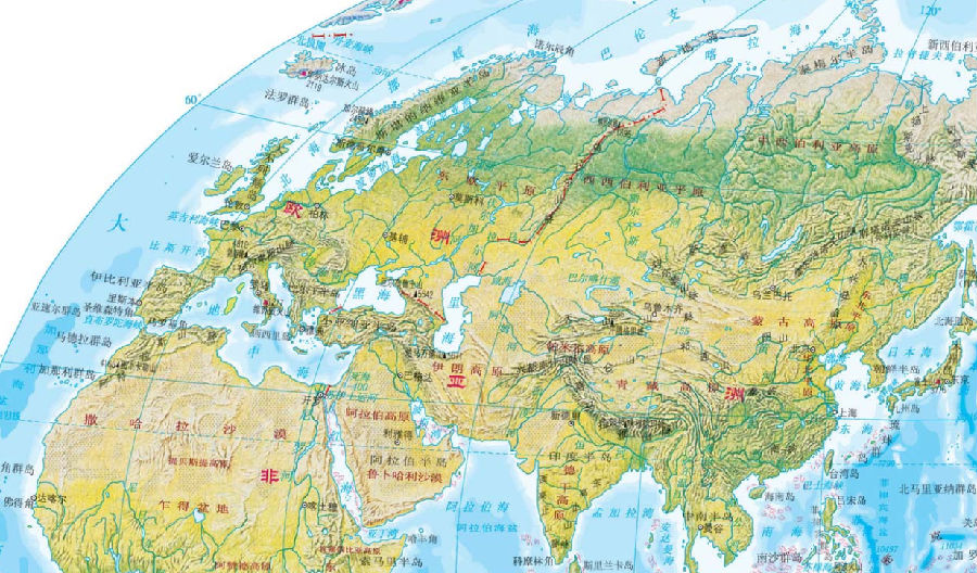 世界地形图超清晰中文版